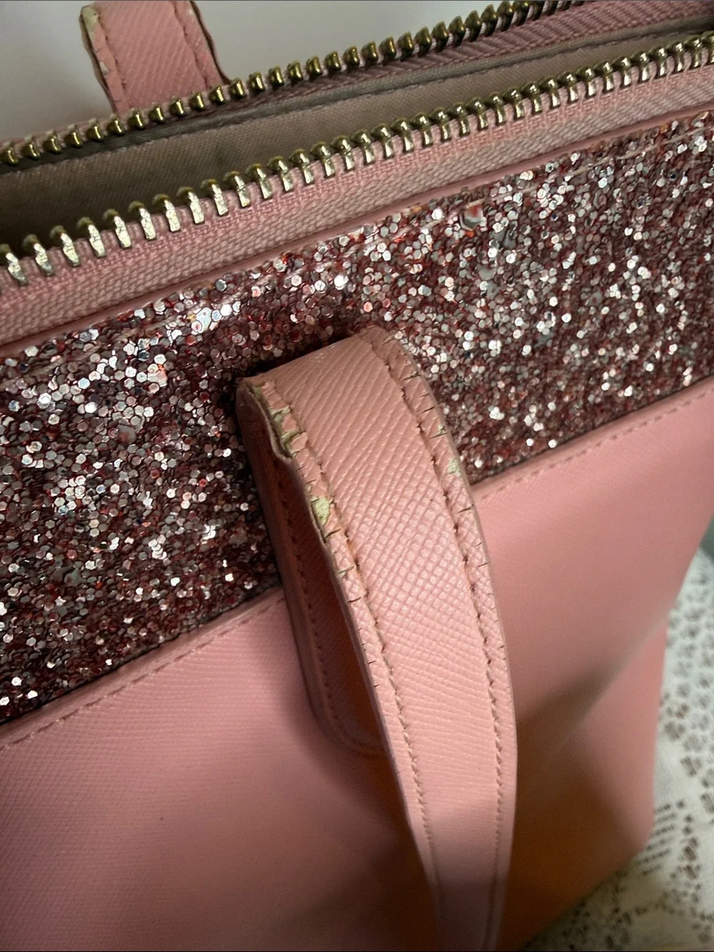 Kate Spade pink glitter trim shoulder bag